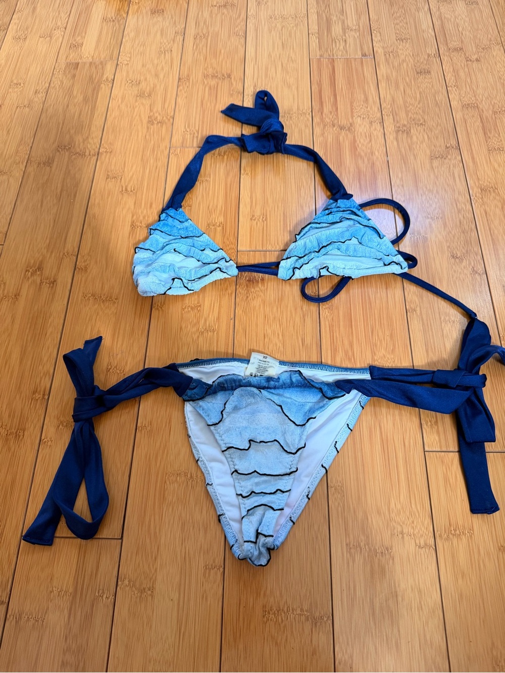 Women’s Blue Ruffle Tie Bikini - Kate Swims